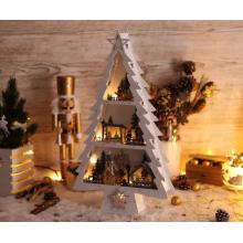 Tracon LED karácsonyi fenyő tájképpel 13LED fehér, fa, elemes