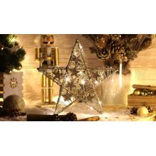 Tracon LED karácsonyi csillag 14LED arany, fém, elemes