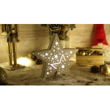 Tracon LED karácsonyi csillag 6LED fehér, fa, elemes