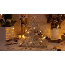 Tracon LED karácsonyi fenyő 15LED csillagos arany, fém, elemes