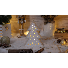 Tracon LED karácsonyi fenyő 4LED csillagos fehér, fa, elemes