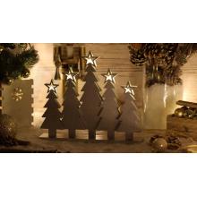 Tracon LED karácsonyi gyertyapiramis, karácsonyfa 5LED fa, ezüst, elemes
