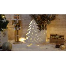 Tracon LED karácsonyi fenyő 7LED hópehely fa, fehér, elemes